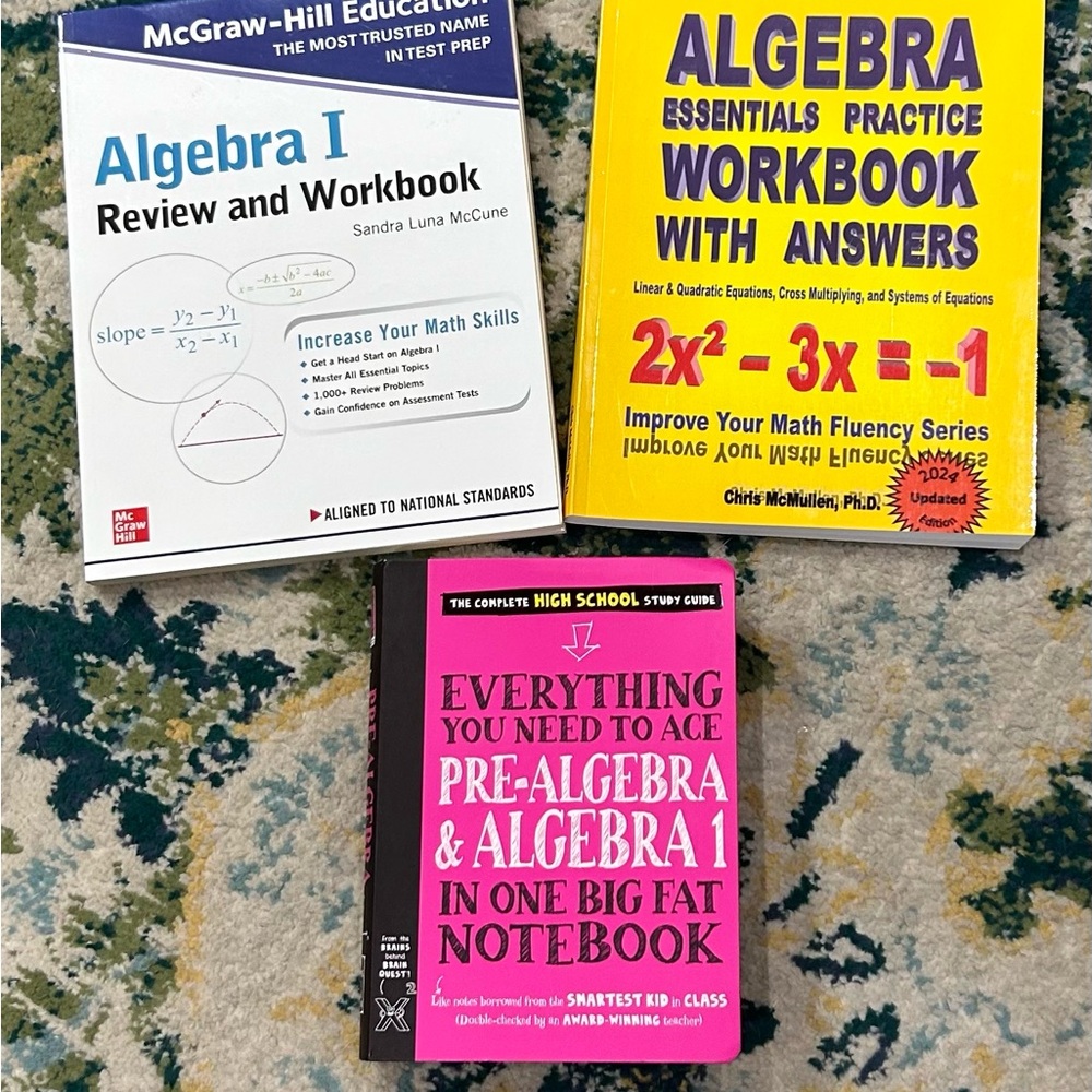 NEW High School Junior High Algebra and Pre-Algebra Workbooks practice study